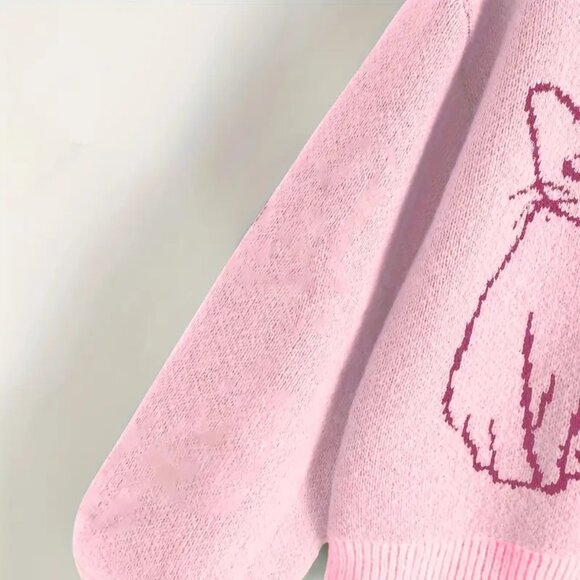 Cat Outline Pink Sweater - Picture 6 of 6